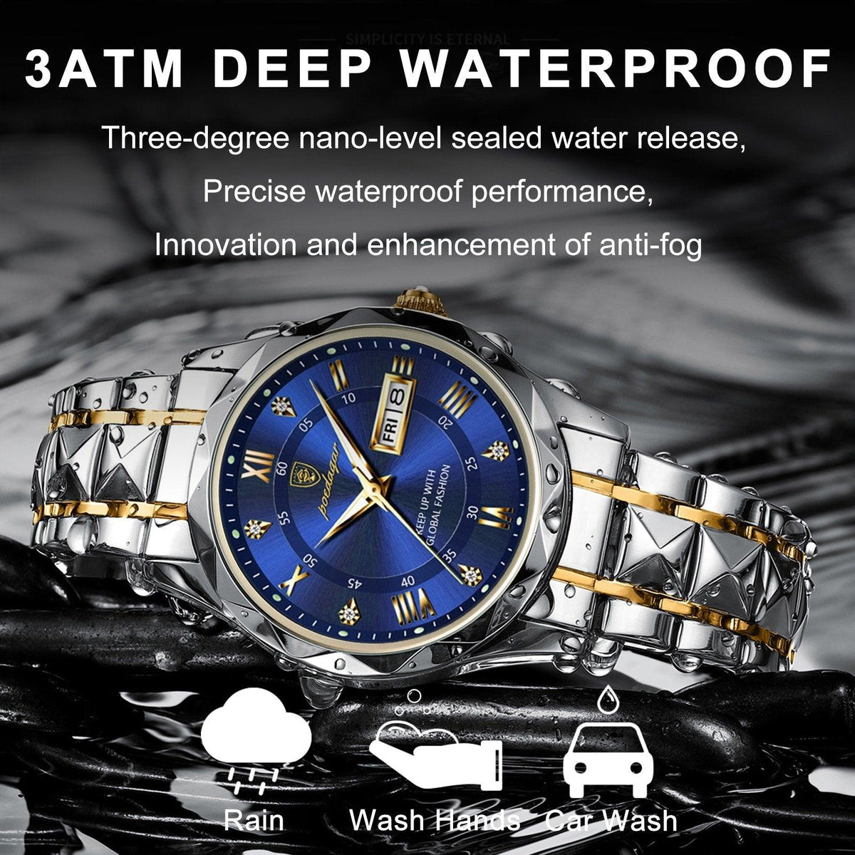 Luxurious Waterproof Men's Watch – Stylish Stainless Steel Timepiece with Accurate Quartz Movement