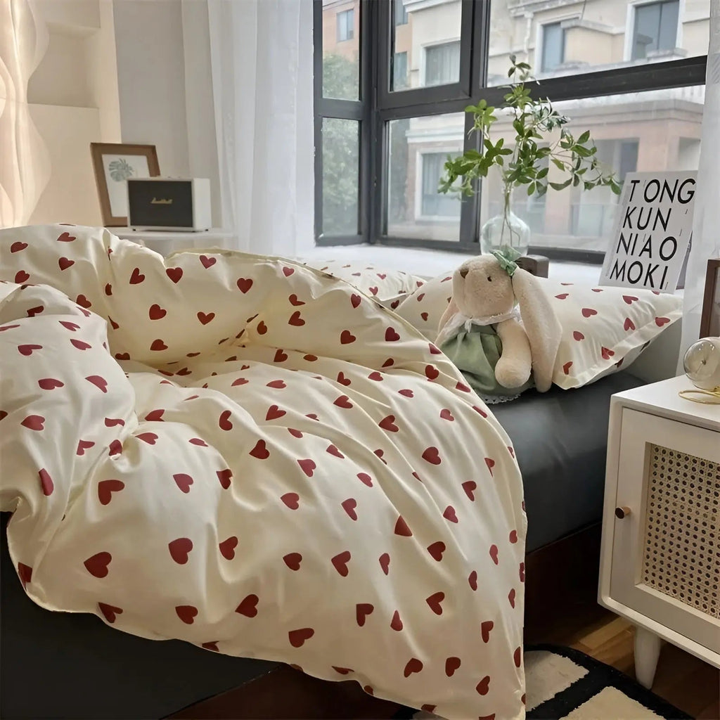 LoveLuxe Heart Motif Quilt Cover Set