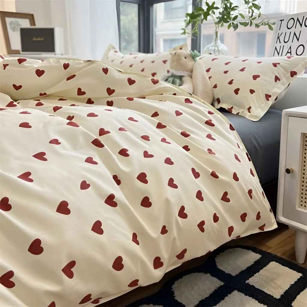 LoveLuxe Heart Motif Quilt Cover Set