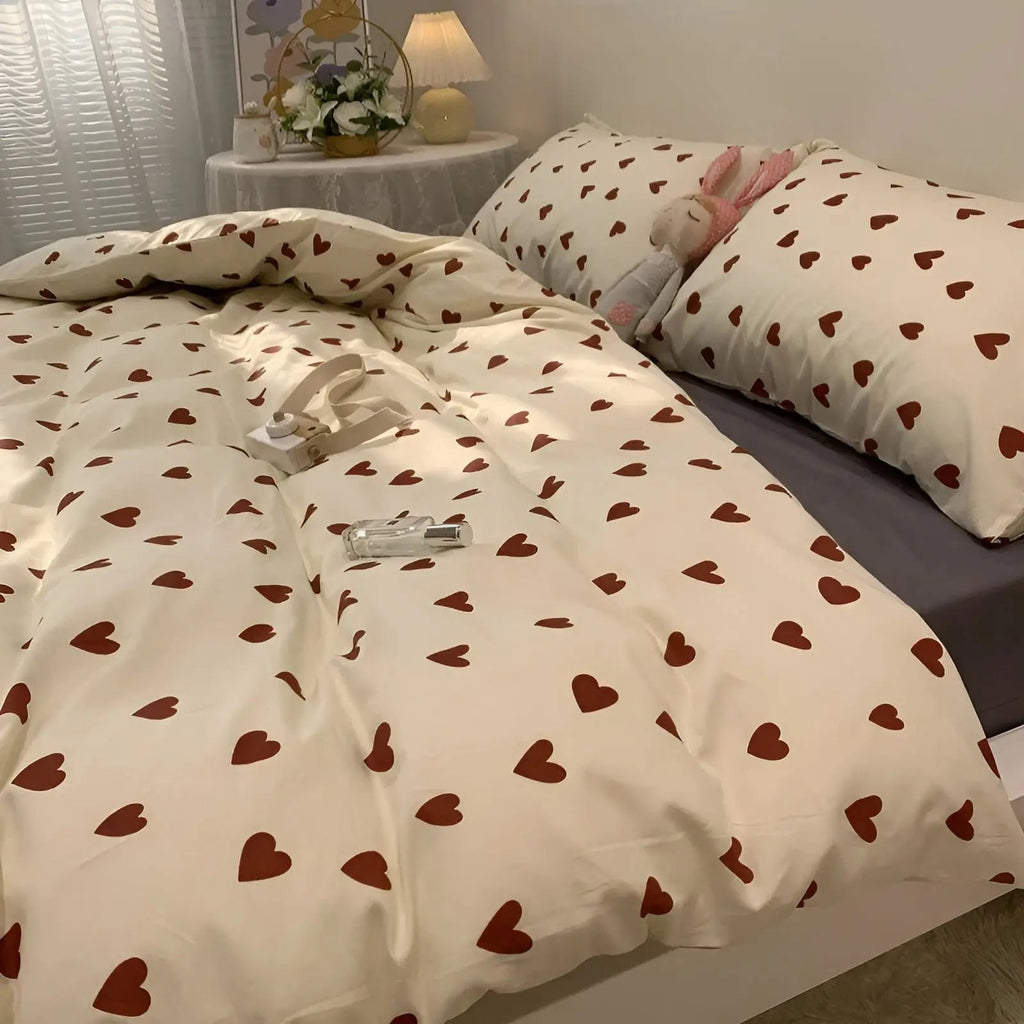 LoveLuxe Heart Motif Quilt Cover Set