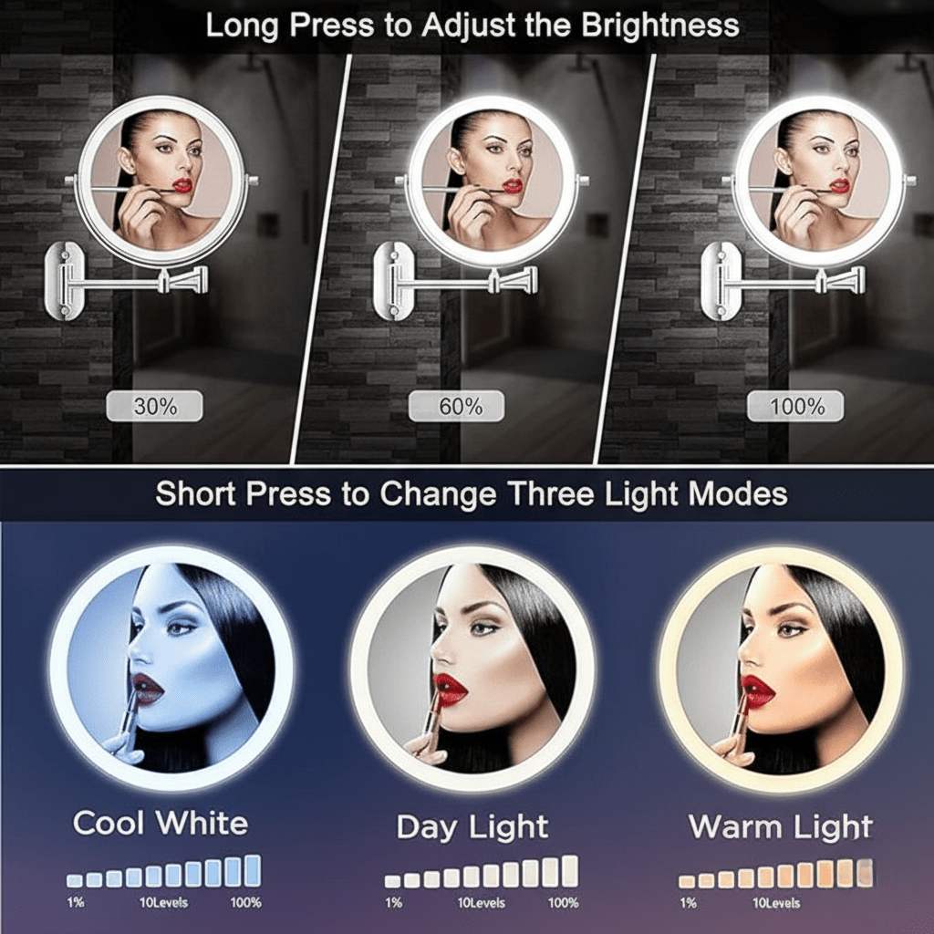 LUMIVIEW – Rechargeable LED Magnifying Mirror with Touch Control