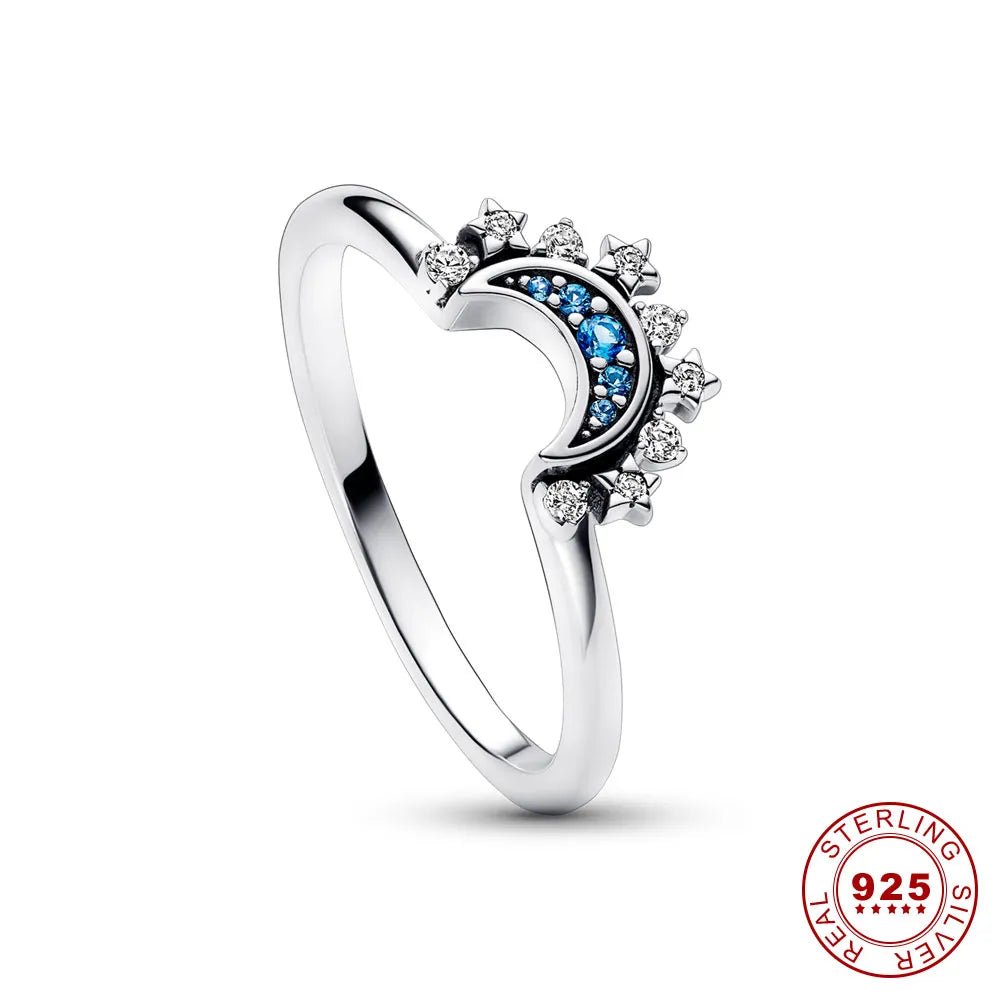 HELIARA RING – Sterling Silver Crystal Ring with Sun & Moon Design