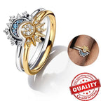 HELIARA RING – Sterling Silver Crystal Ring with Sun & Moon Design