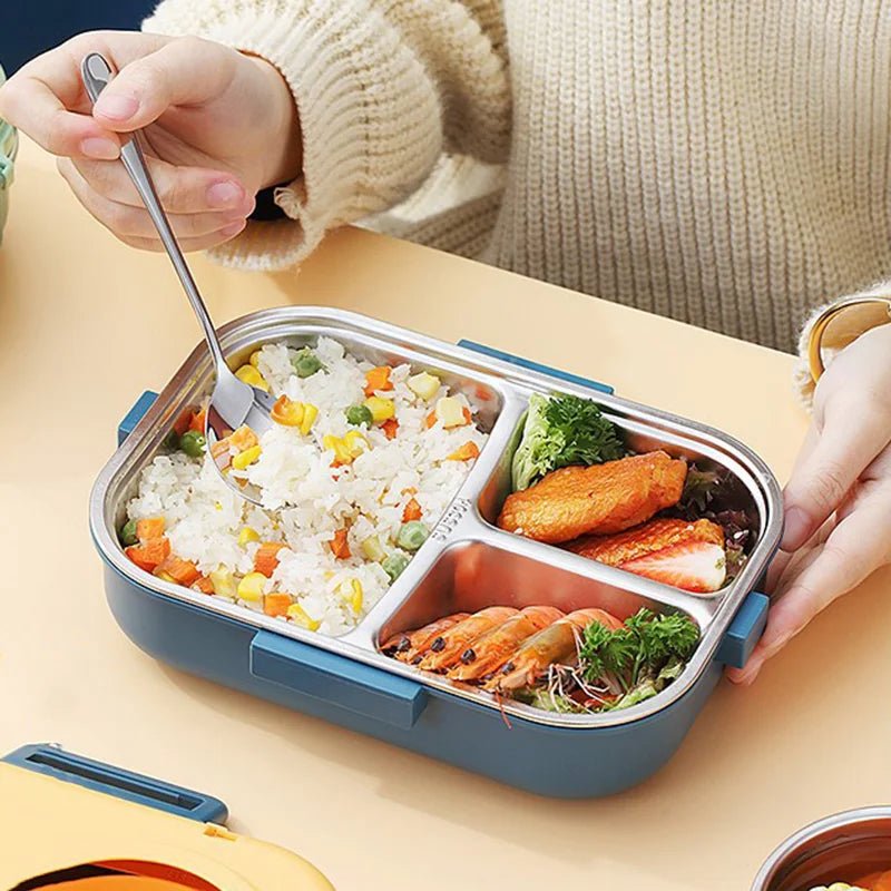 LUNCHMATE – Stainless Steel Lunch Box with 3 Compartments for Fresh & Organized Meals