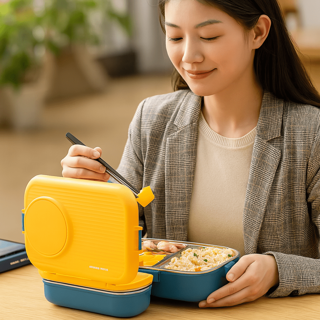 LUNCHMATE – Stainless Steel Lunch Box with 3 Compartments for Fresh & Organized Meals