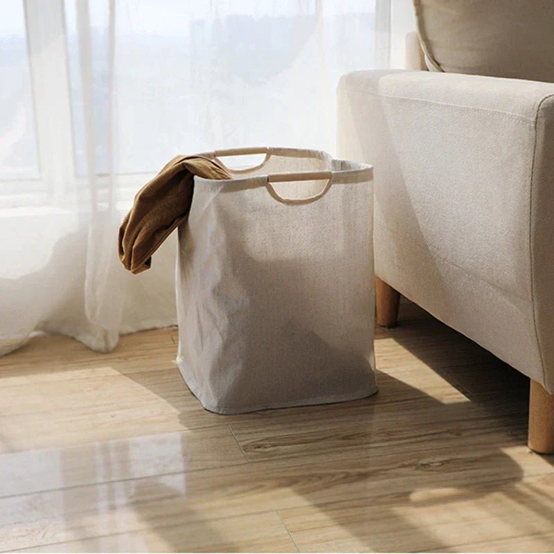 LuxeFold Hamper – Elegant Cotton-Linen Laundry Organizer