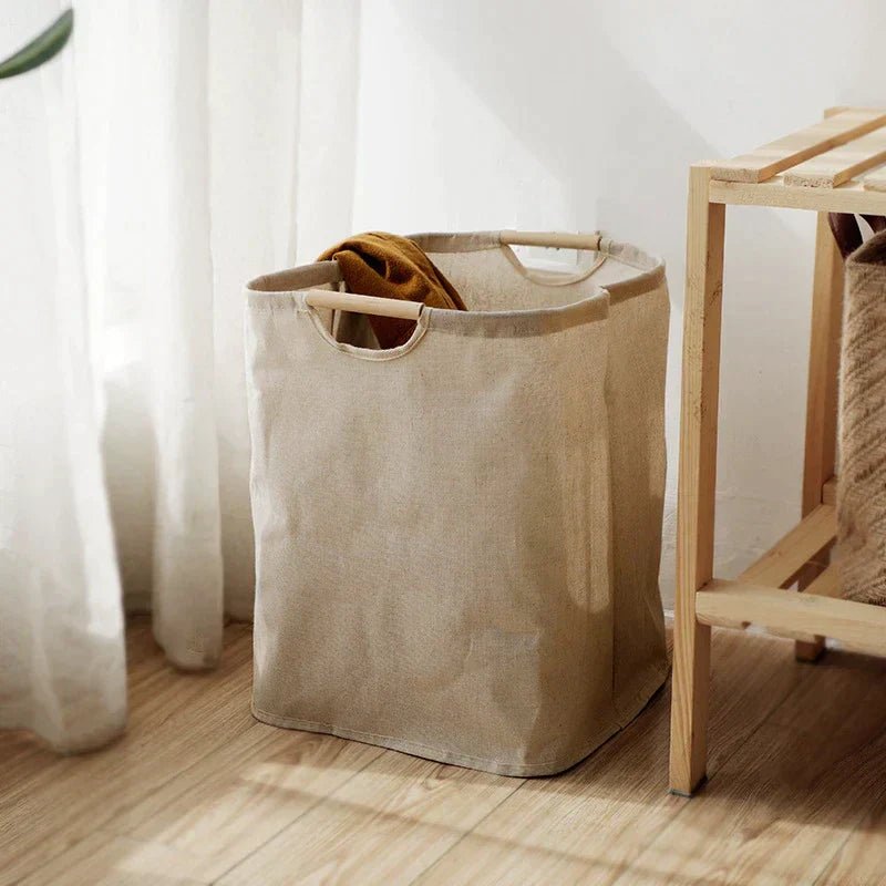 LuxeFold Hamper – Elegant Cotton-Linen Laundry Organizer