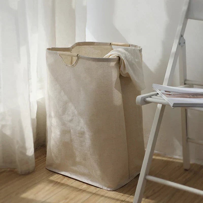 LuxeFold Hamper – Elegant Cotton-Linen Laundry Organizer
