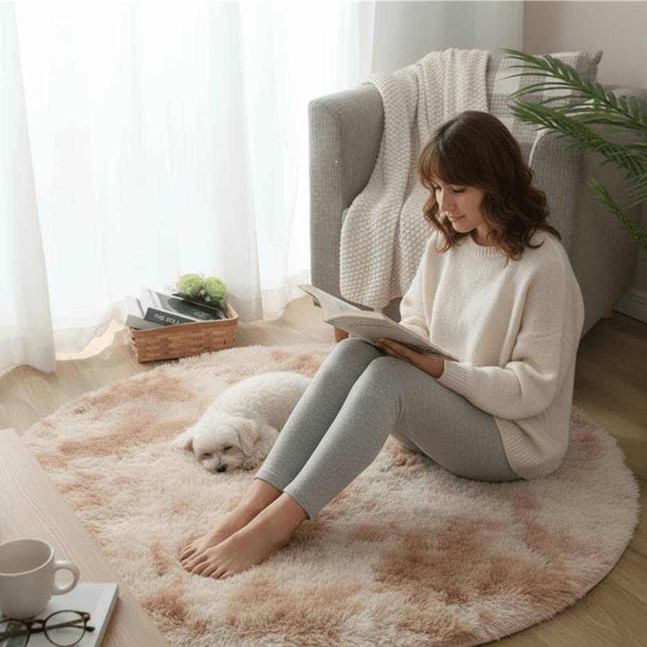 Velvéri Luxe FluffyMat Rug | Ultra-soft round plush rug for cozy home and bedroom décor