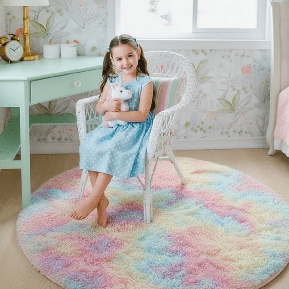 Velvéri Luxe FluffyMat Rug | Ultra-soft round plush rug for cozy home and bedroom décor
