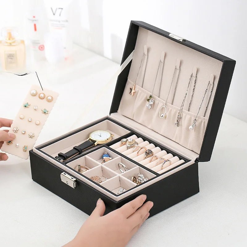 LuxeWood – Elegant Wooden Jewelry Box with PU Leather