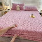 Velvet Fitted Bed Sheet Set with Elastic