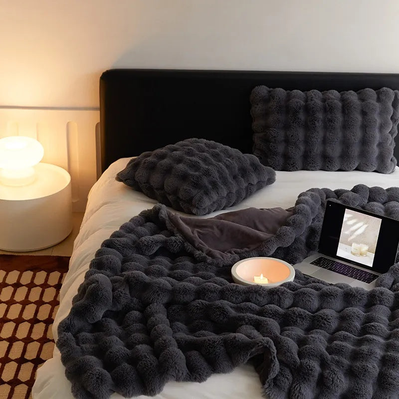 Plush Faux Fur Throw Blanket