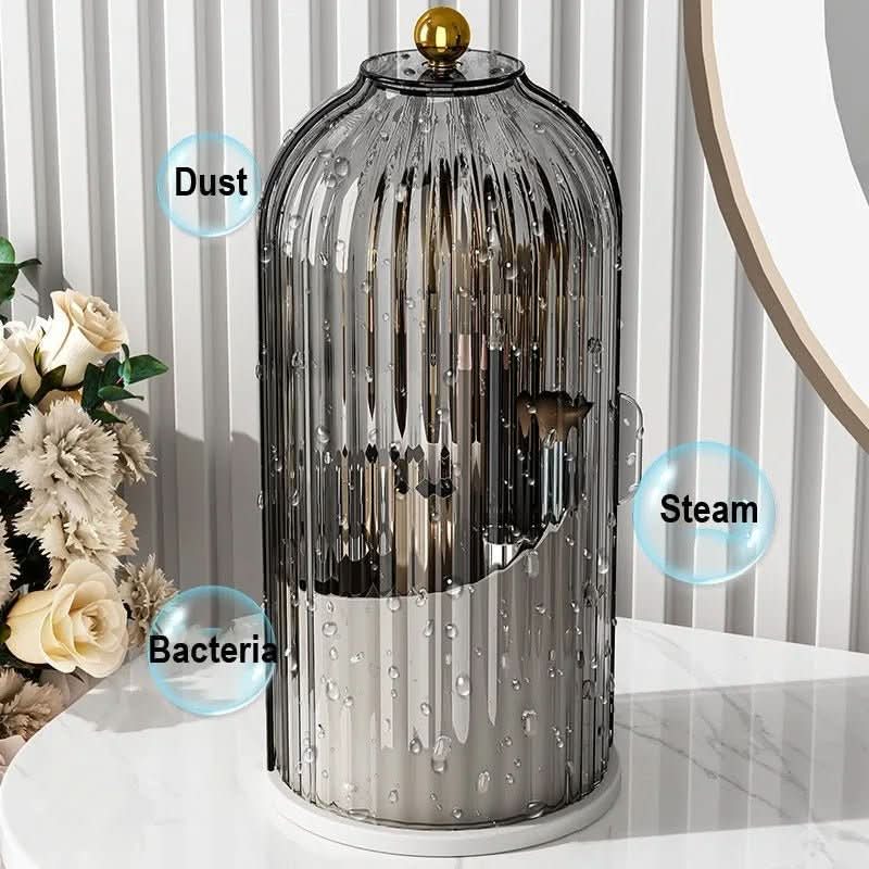 360° Rotating Makeup Brush Organizer with Lid