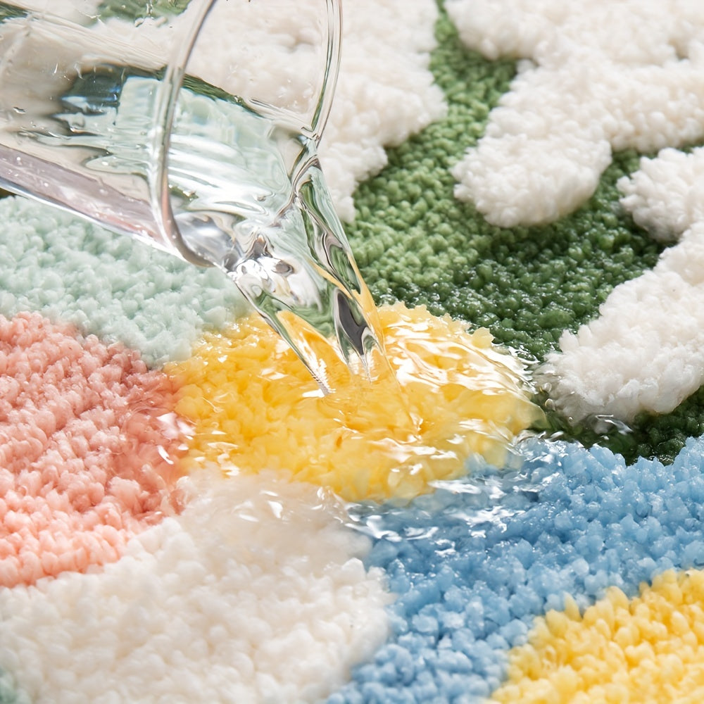 Velvaflor Bathroom Mat Flower Pattern | Extra Soft & Non-Slip | 45x70 cm | 2 cm Thick