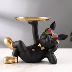 Resin Bulldog Decor Tray Sculpture