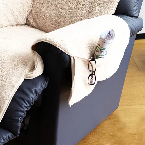 Plush Sofa Cover Side Storage Pockets