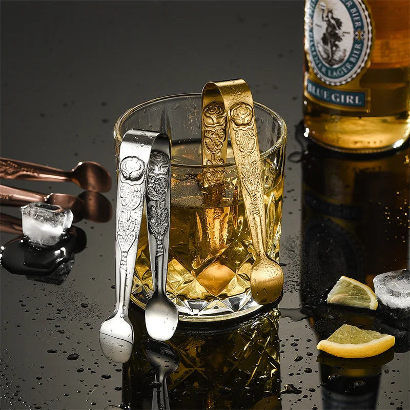 Luxury Stainless Steel Ice Cube Clip Small Sugar Fruit Kitchen Tong