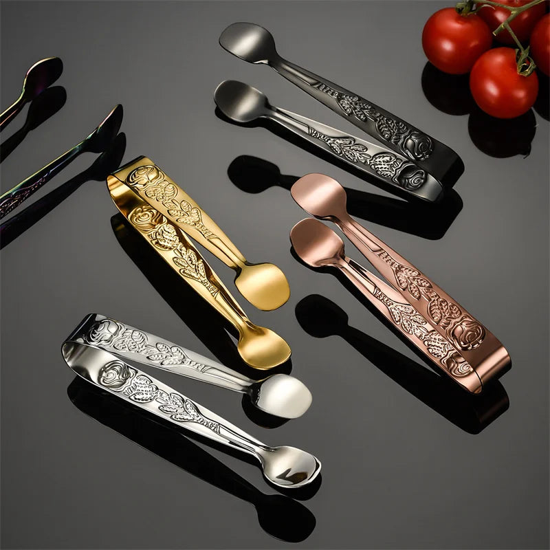 Luxury Stainless Steel Ice Cube Clip Small Sugar Fruit Kitchen Tong