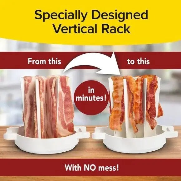 Microwave Bacon Cooker | Grease-Draining Rack & Splatter Dome | BPA-Free Dishwasher Safe