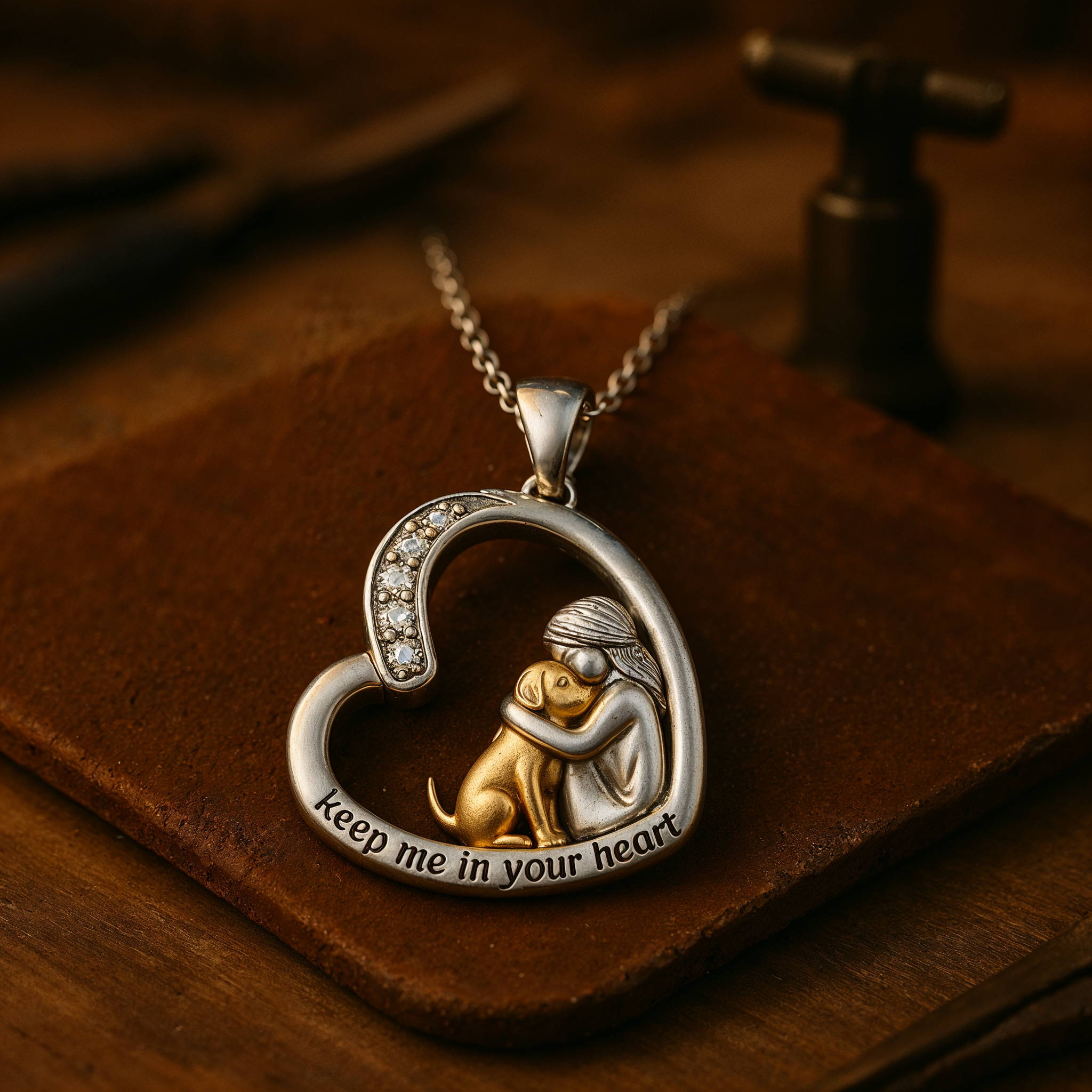 SilverHeart | Silver Necklace with Heart Dog and Zirconia Stone