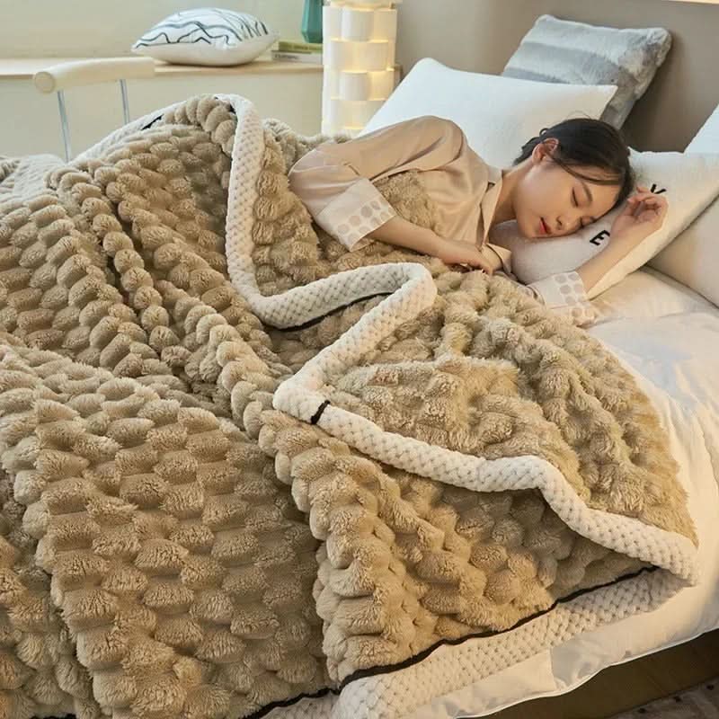 Double-Sided Coral Velvet Blanket Soft Warm Throw for Winter