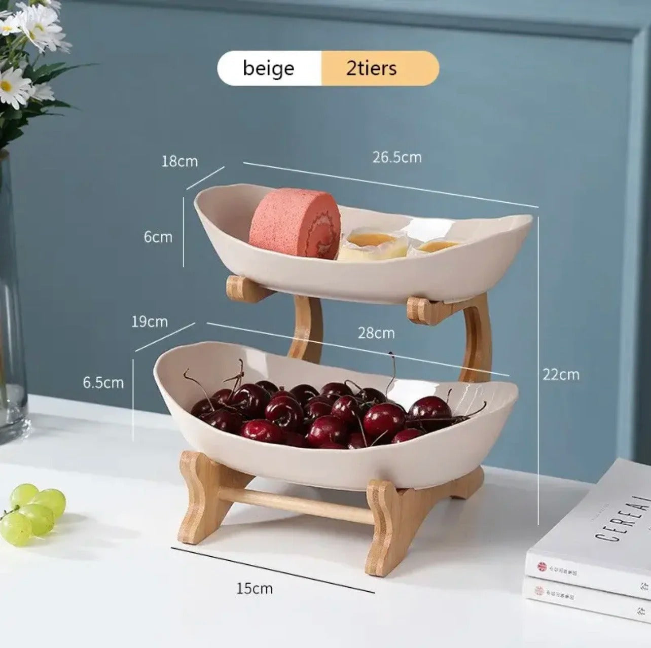 BambuNest – Modern Bamboo Fruit Basket with Removable Trays & Multi-Tier Design