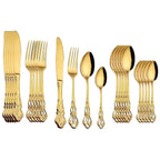 Luxurious 24-piece Gold Cutlery Set with Elegant Embellishment