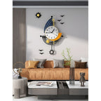 Nautical Wall Clock with Sailboat Design for Coastal Flair
