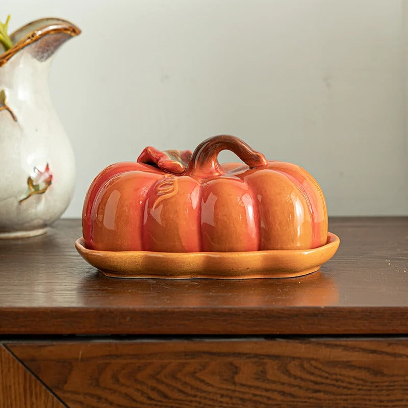 Pumpkin-Shaped Ceramic Plate | Rustic Fall Tableware | Durable & Dishwasher Safe | PumpkinWare