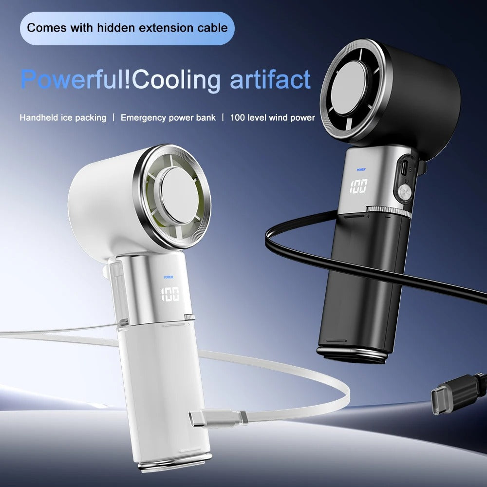 Portable Neck Fan with Built-in Power Bank and Foldable Design