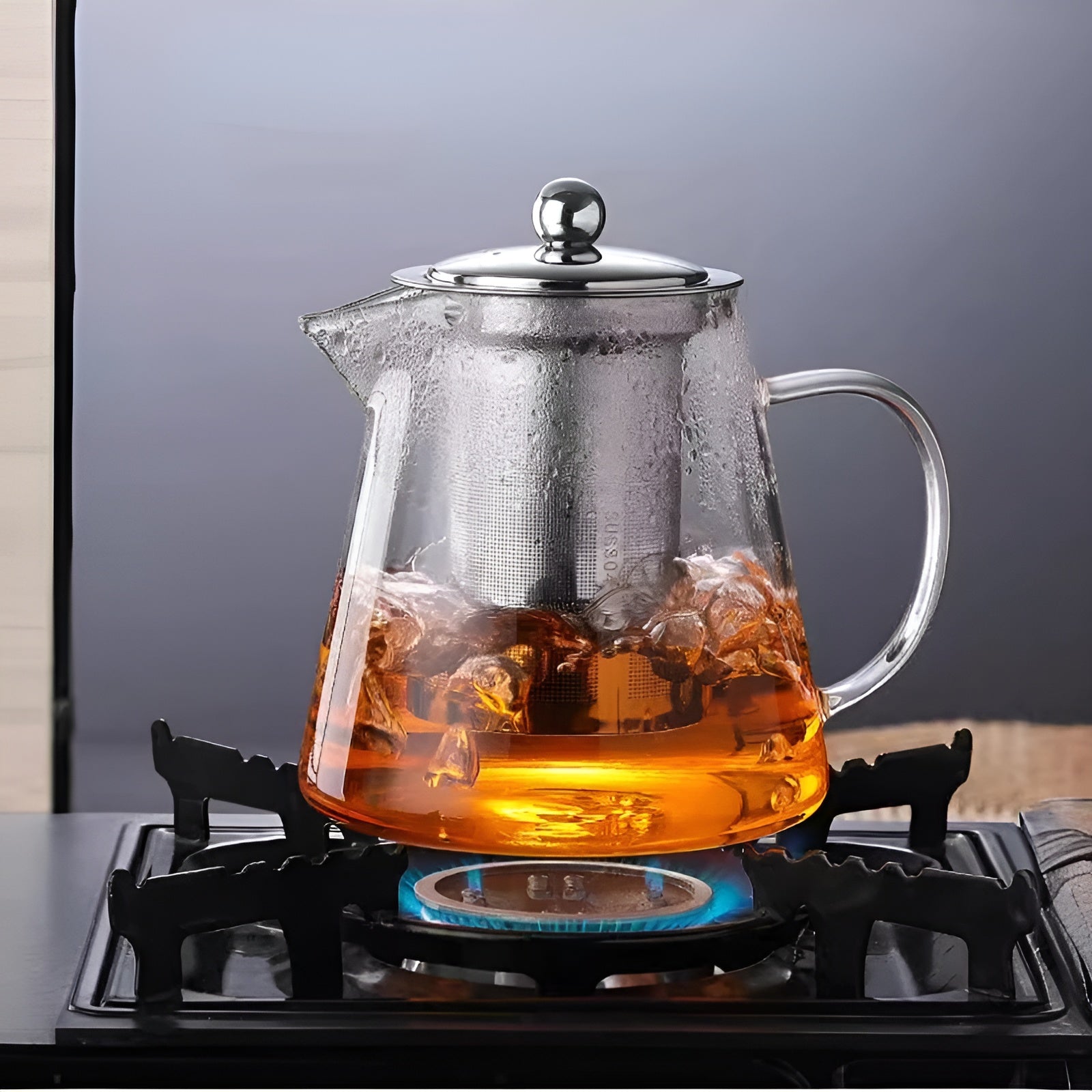Teekanne Claritéa | Borosilicate glass | With stainless steel filter & wooden lid | Heat resistant & dishwasher safe