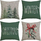 MerryCushion – Green Cushion Cover with Festive Christmas Print 45x45 cm