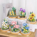 Elegant building block flower in a glass