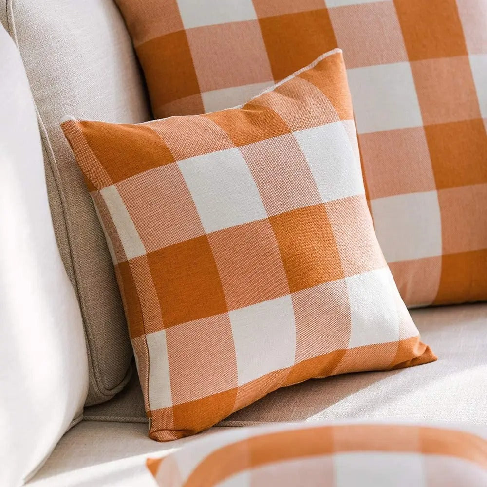 Cozy Checked Cushion Cover in Country Style – Autumn Plaid (1+1 FREE)