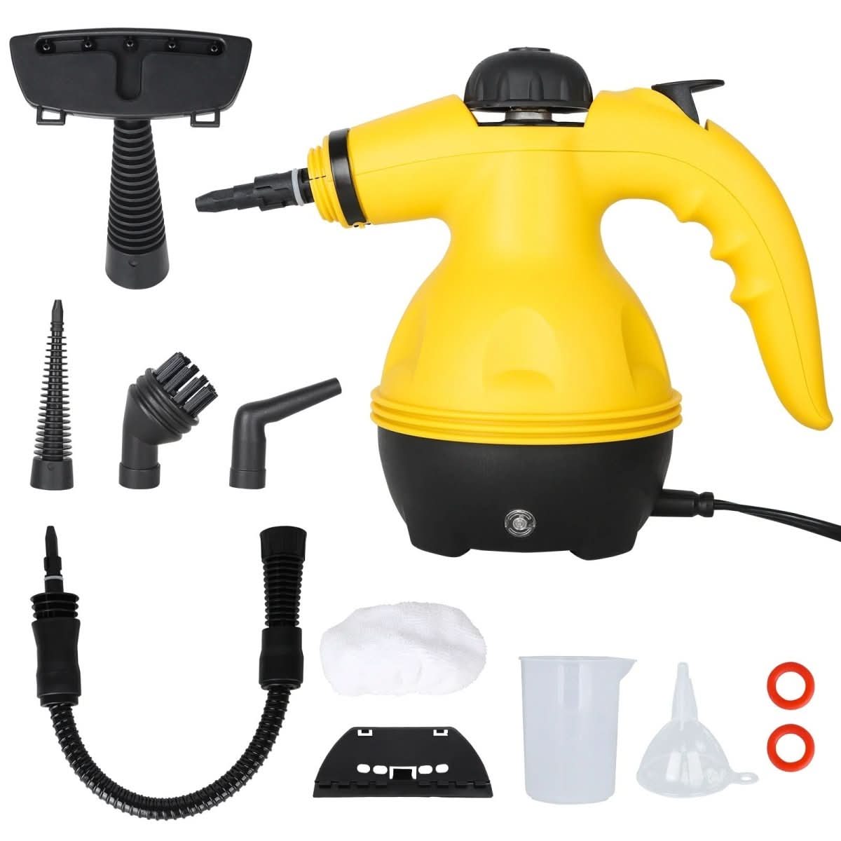 Chemical-free steam cleaner with 8 attachments for household, clothes & windows