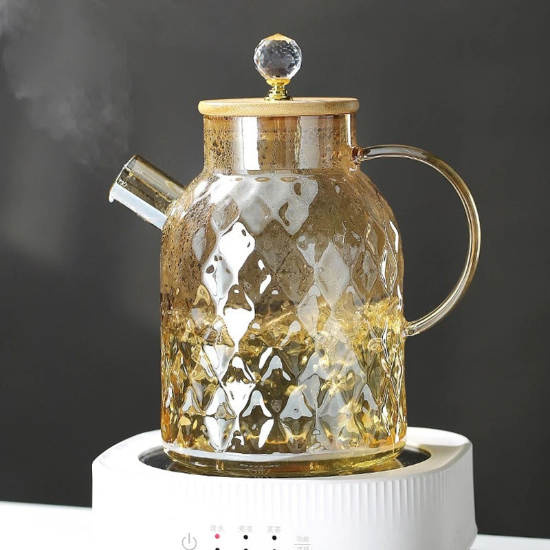 Classic Crystal Teapot | Glass & Wood