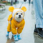 Adorable Bear-Themed Full Body Dog Raincoat with Reflective Safety Features
