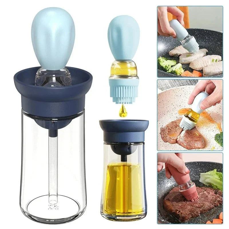 Oil dispenser with silicone brush – Precise dosing & Easy application for cooking & grilling