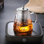 Teekanne Claritéa | Borosilicate glass | With stainless steel filter & wooden lid | Heat resistant & dishwasher safe