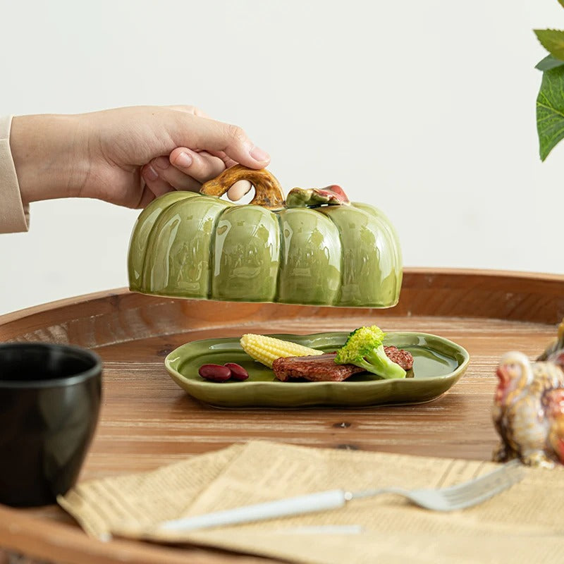 Pumpkin-Shaped Ceramic Plate | Rustic Fall Tableware | Durable & Dishwasher Safe | PumpkinWare