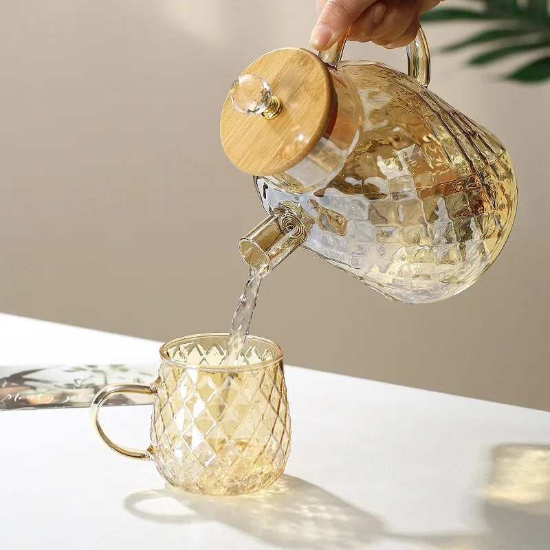 Classic Crystal Teapot | Glass & Wood