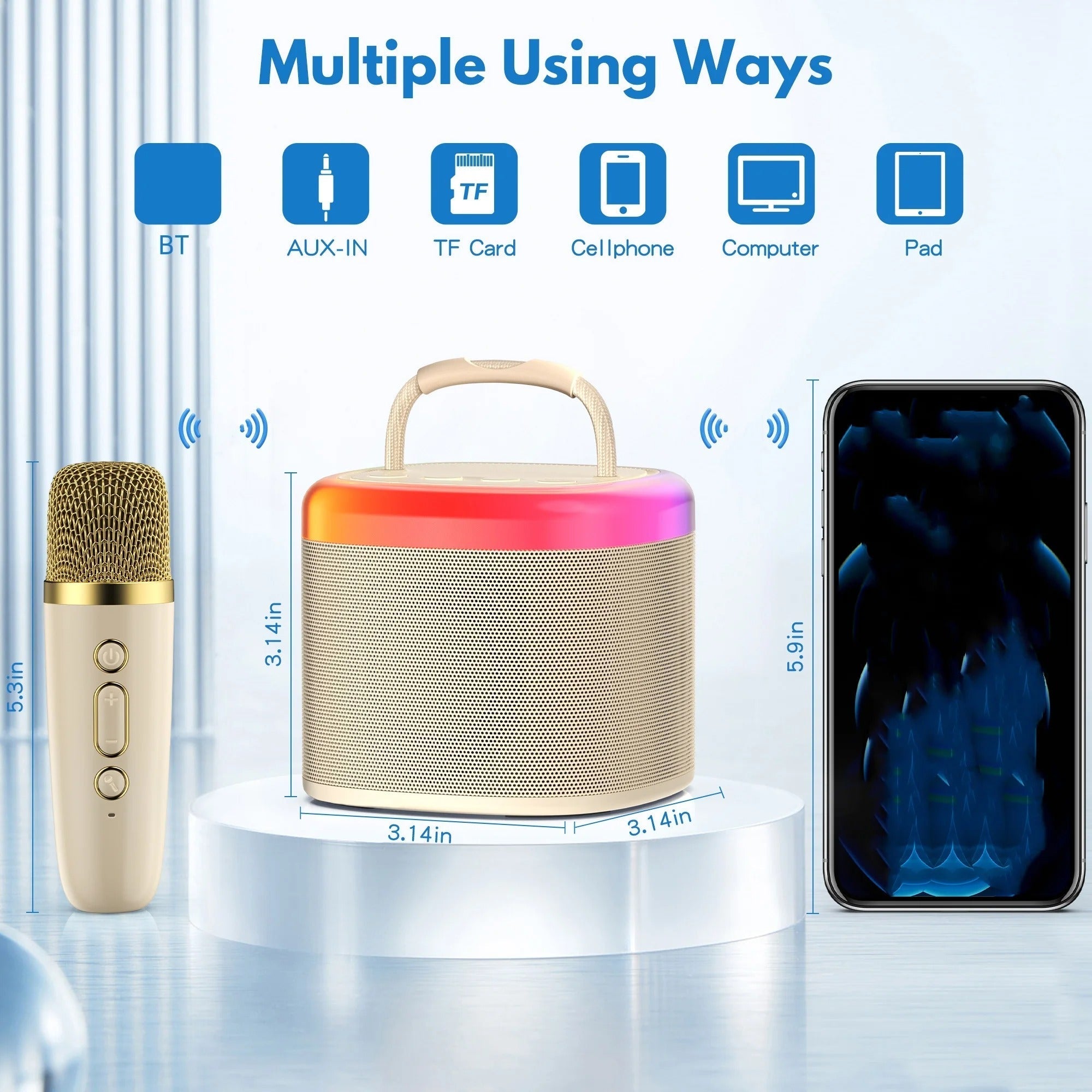 Mini Karaoke Machine with Wireless Microphones – Portable Bluetooth Speaker for Kids