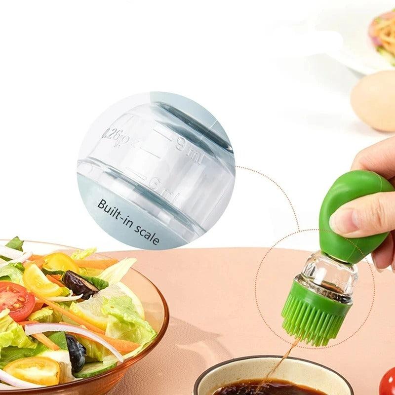 Oil dispenser with silicone brush – Precise dosing & Easy application for cooking & grilling
