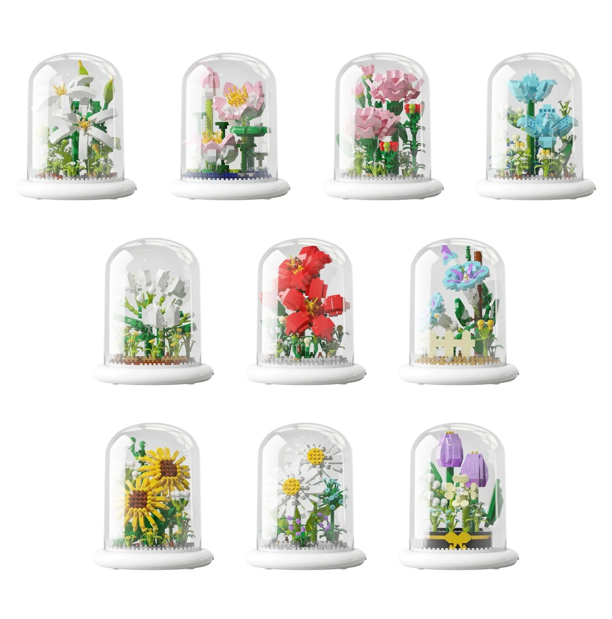 Elegant building block flower in a glass