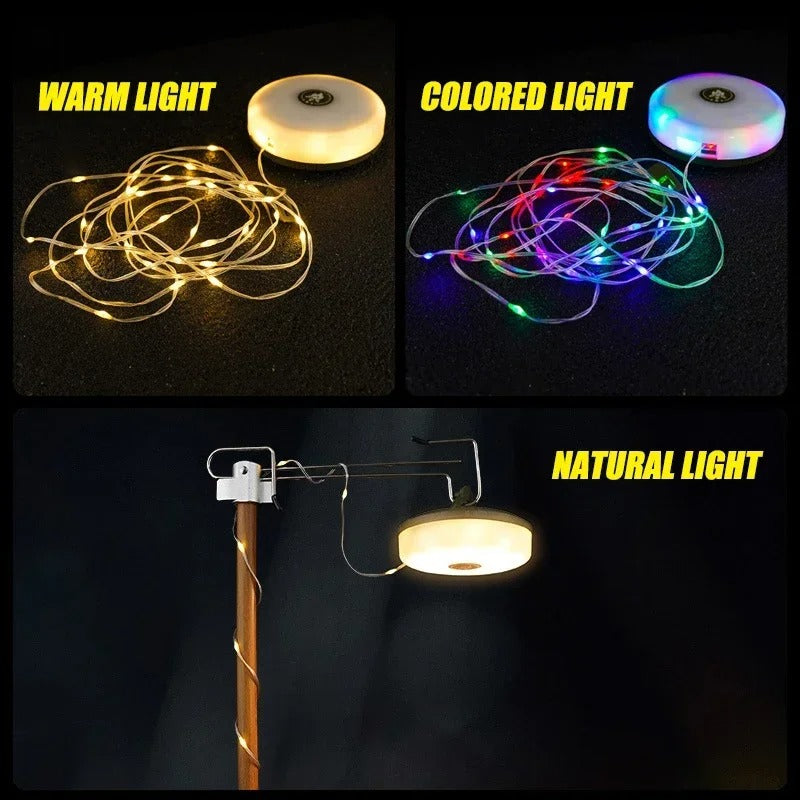 CampBeam LED Outdoor String Lights – Rechargeable Waterproof Lights with Magnetic Hooks & 5 Lighting Modes