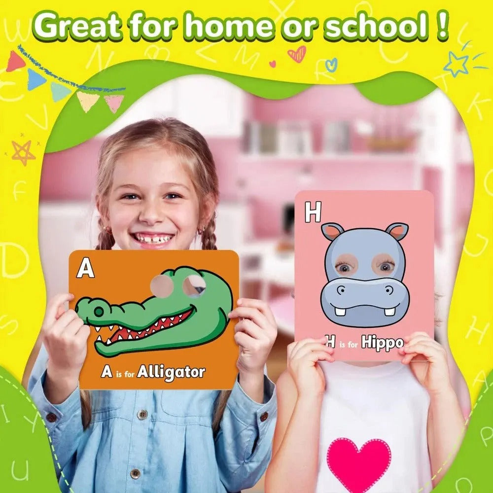 Alphabet flashcards with animal designs