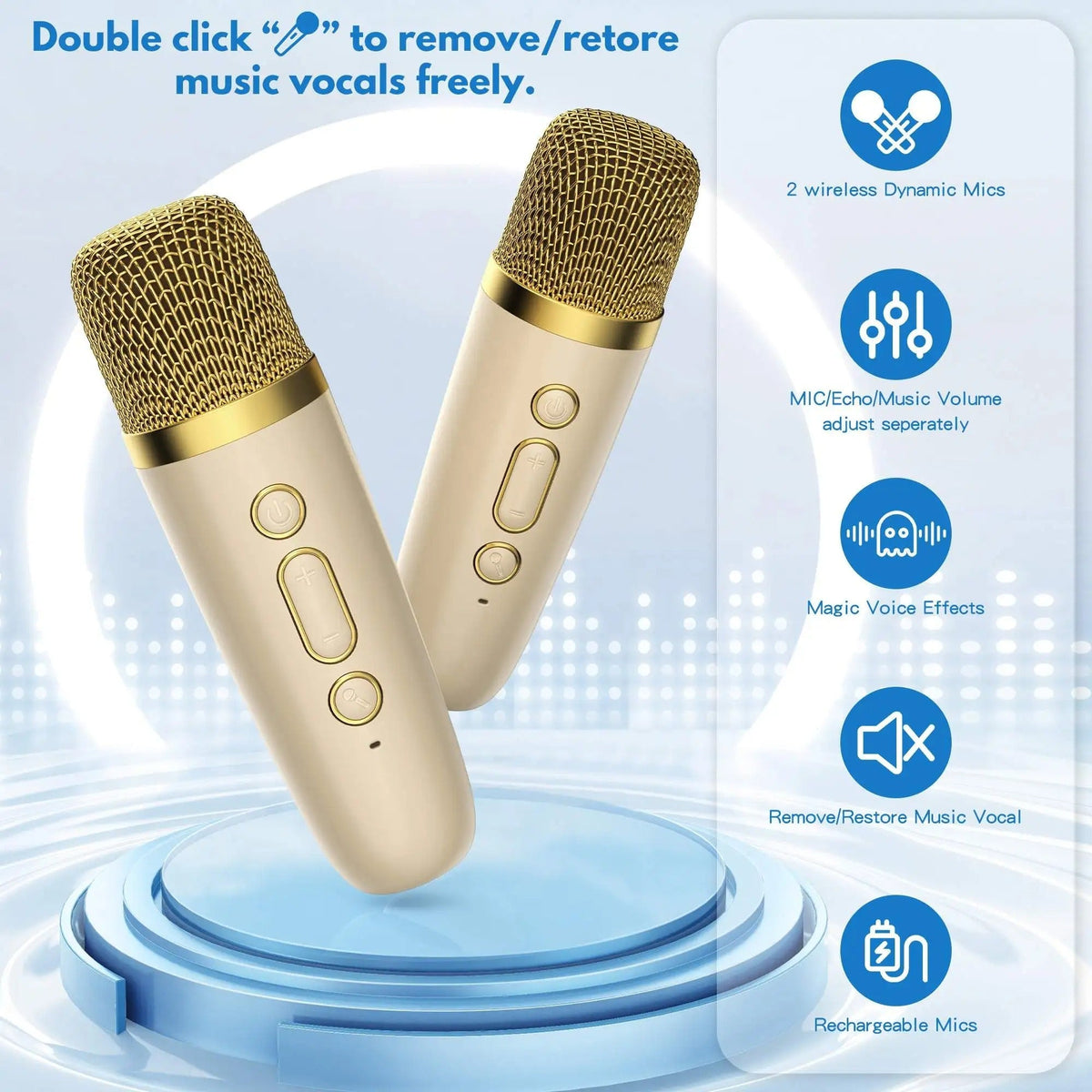 Mini Karaoke Machine with Wireless Microphones – Portable Bluetooth Speaker for Kids