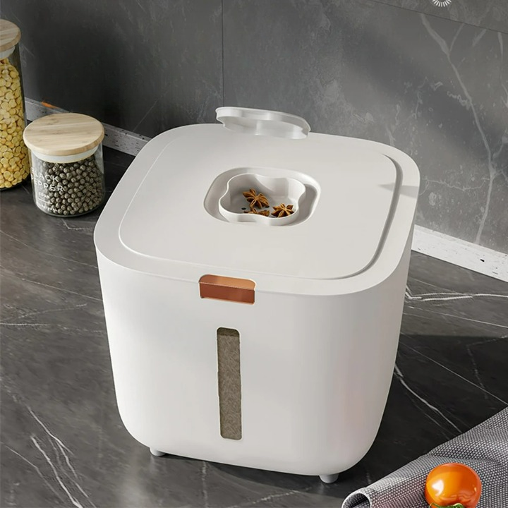 VoorraadKlik – Airtight dispenser box with measuring cup for rice and grains (5 or 10 kg)