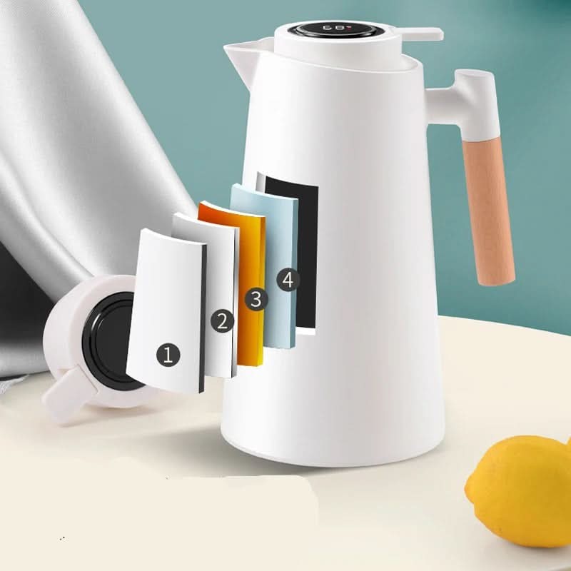 Insulated Glass Thermo Jug – Temperature Display & Wood Handle